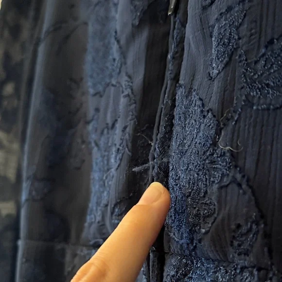 Women’s Navy Blue Long Sleeve Ruffle Dress - Picture 8 of 10